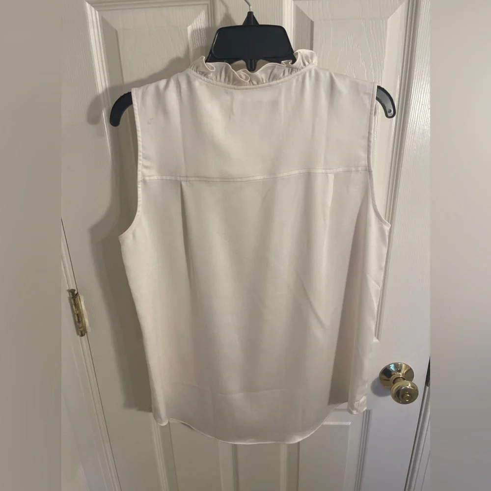 NWOT LOFT sleeveless ruffle neck blouse - Picture 2 of 4